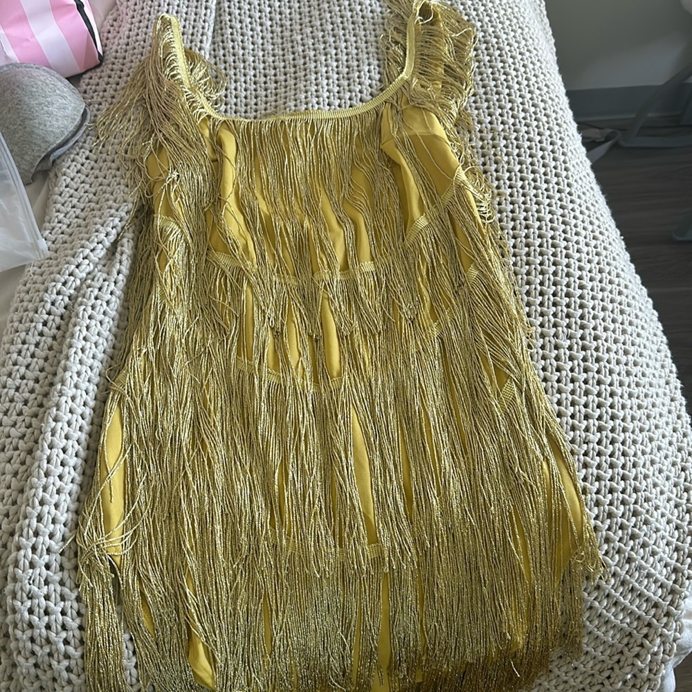 Gold fringe dress, perfect for Parties or concerts!
